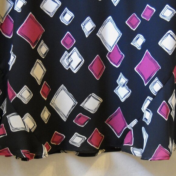 Axcess Liz Claiborne Skirt Black Pink White Boxes Lined Flared Bottom Size 10 - Picture 5 of 6